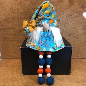 Happy Fall Gnome Felt Ball Legs Shades of Turquoise